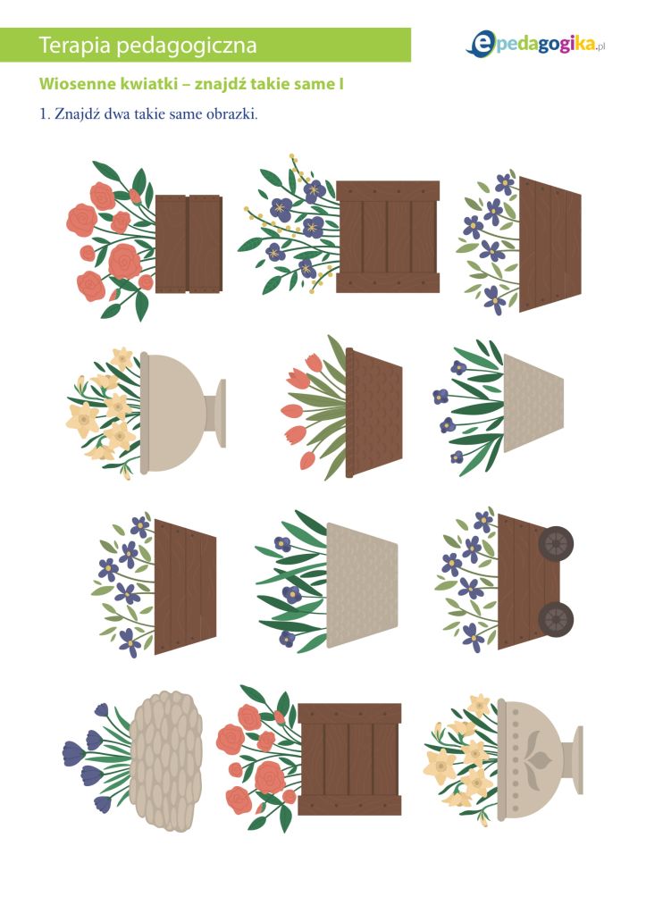Wiosenne kwiatki - znajdź takie same 