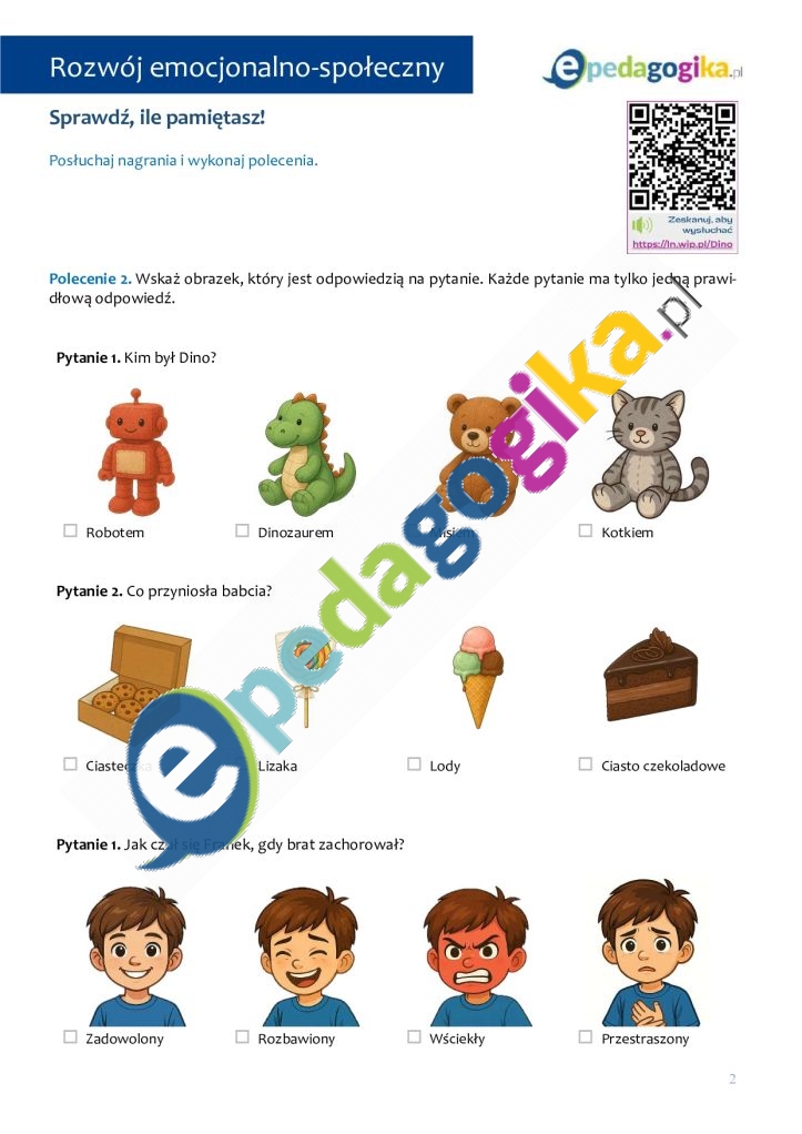   Jeden dzień, wiele emocji. Emocjonalny rollercoaster Franka” – pakiet kart pracy z opowiadaniem