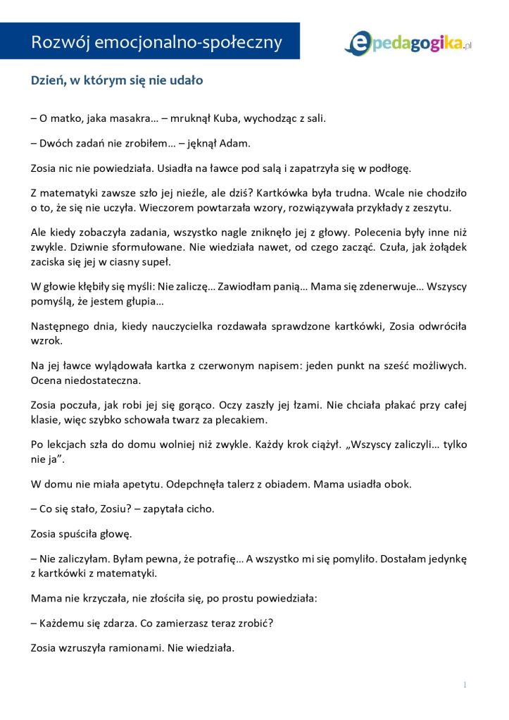 Nie zawsze się udaje – karty pracy o radzeniu sobie z porażką