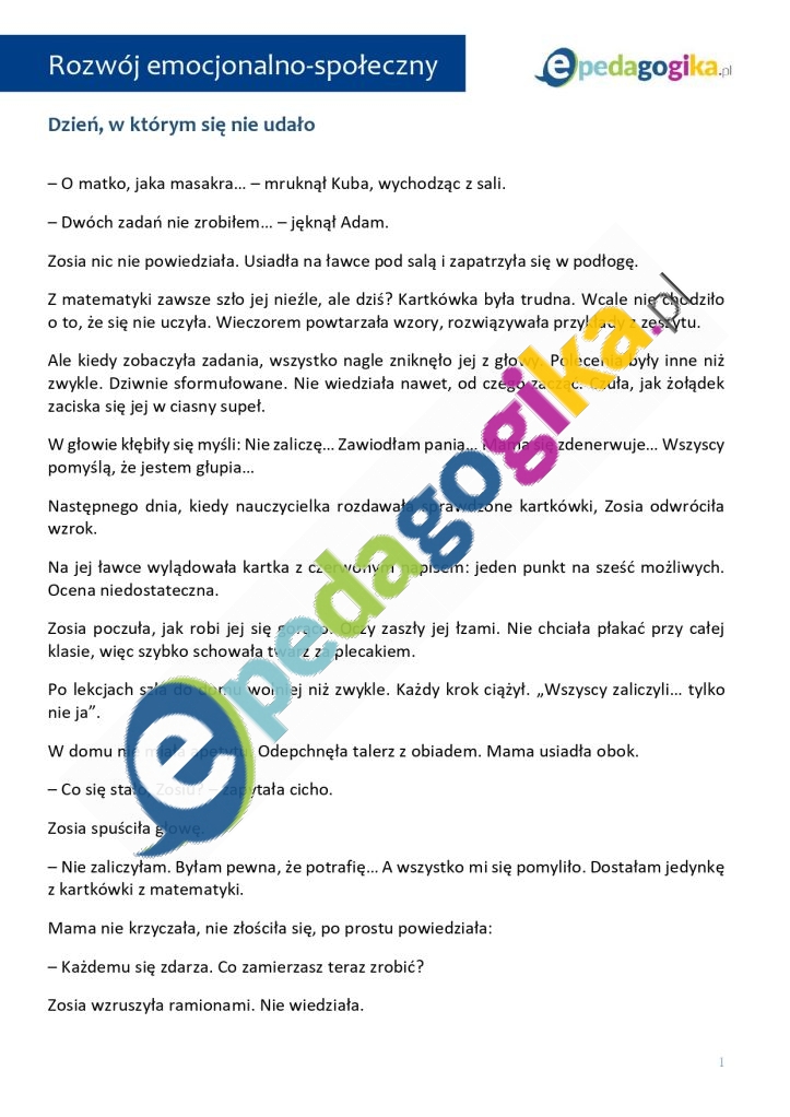   Nie zawsze się udaje – karty pracy o radzeniu sobie z porażką