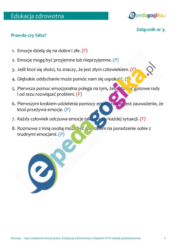   Emocje – nasi codzienni towarzysze. Edukacja zdrowotna w klasach IV-VI szkoły podstawowej