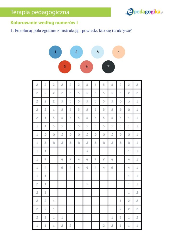 Kolorowanie według numerów I