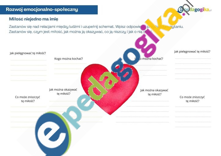   Różne oblicza miłości. Karty pracy do rozwoju emocjonalno-społecznego