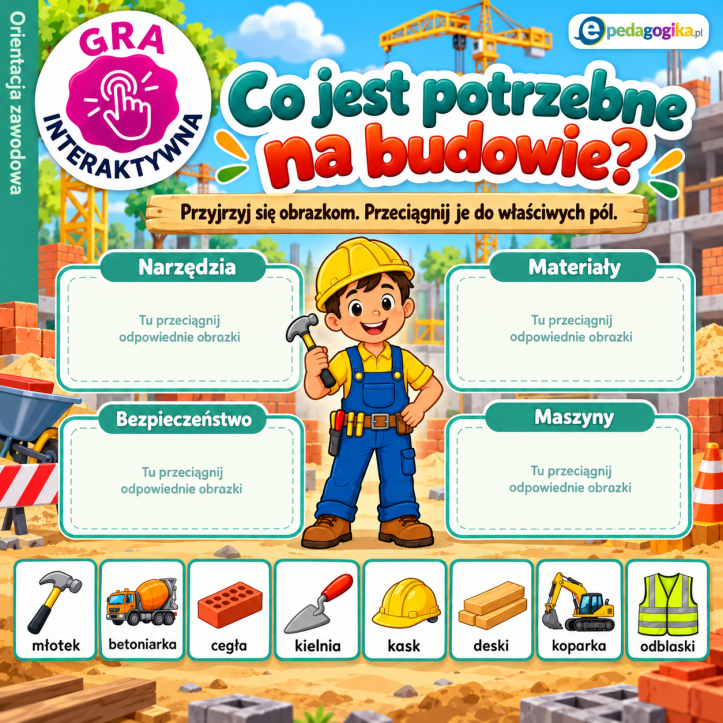 Co jest potrzebne na budowie? Orientacja zawodowa | Gra interaktywna