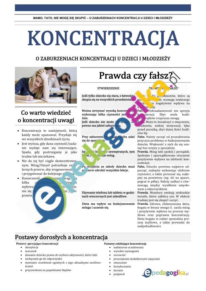 Materiał pomocniczy Koncentracja