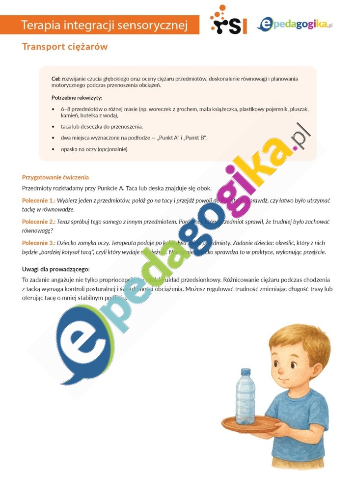   Lekki czy ciężki? Pakiet ćwiczeń rozwijających czucie głębokie