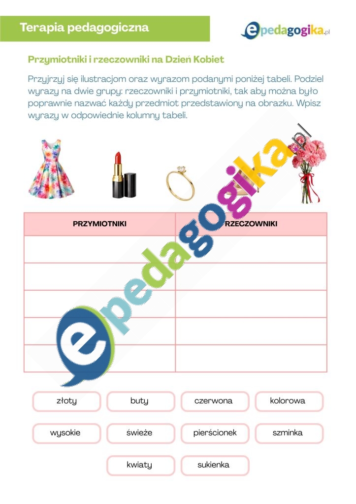 Przymiotniki i rzeczowniki na Dzień Kobiet