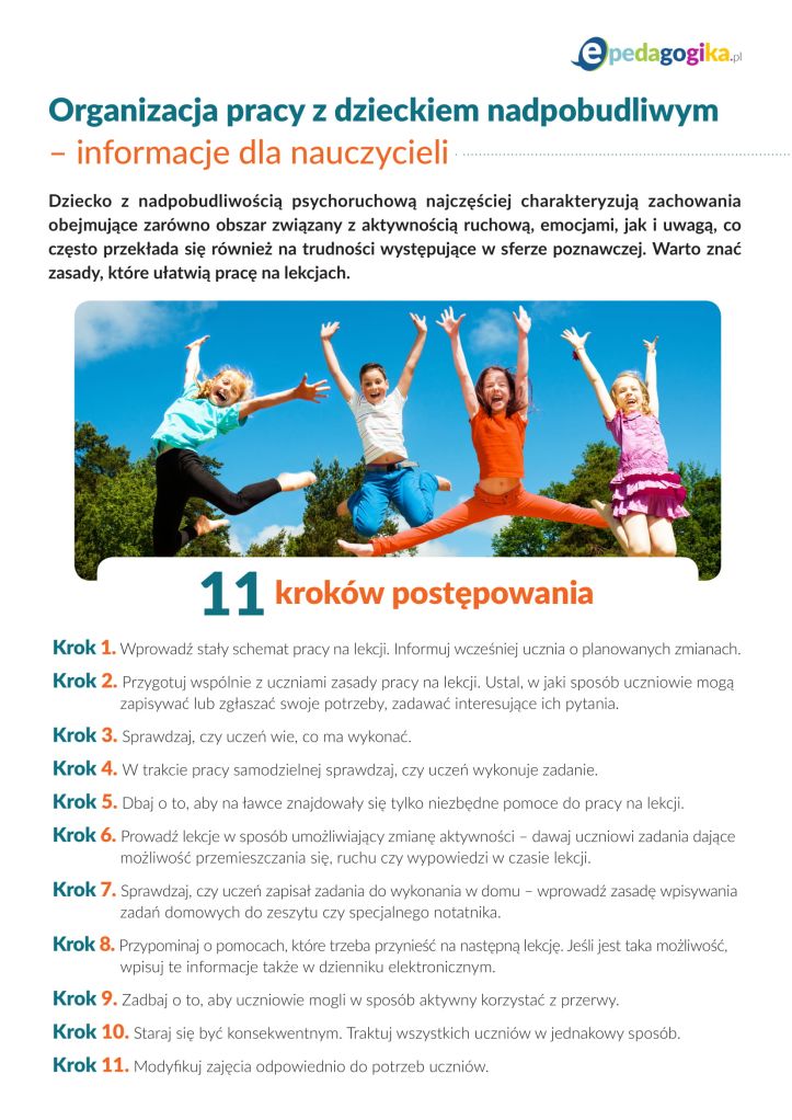 Organizacja pracy z dzieckiem nadpobudliwym – gazetka