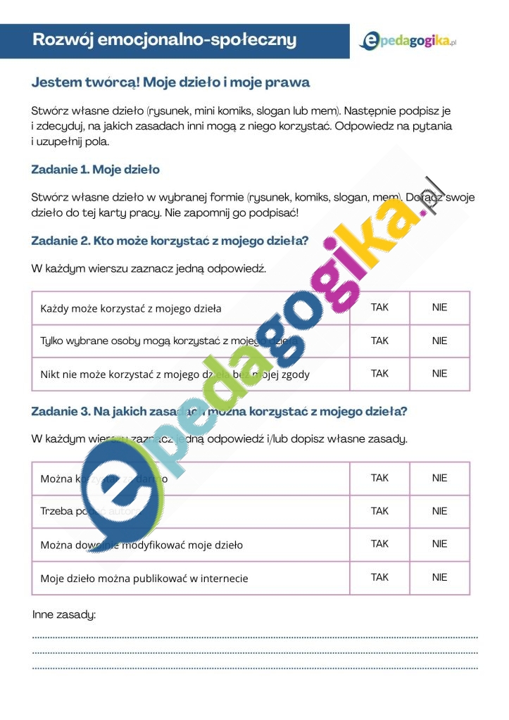 Jestem twórcą! Moje dzieło i moje prawa