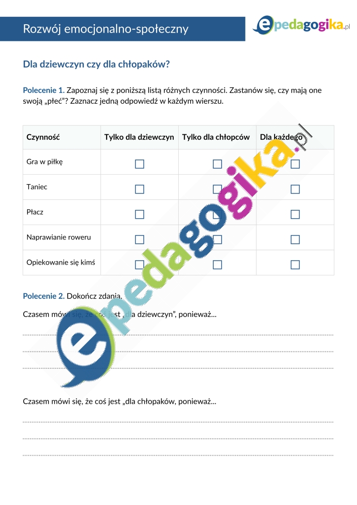 Dla dziewczyn czy dla chłopców