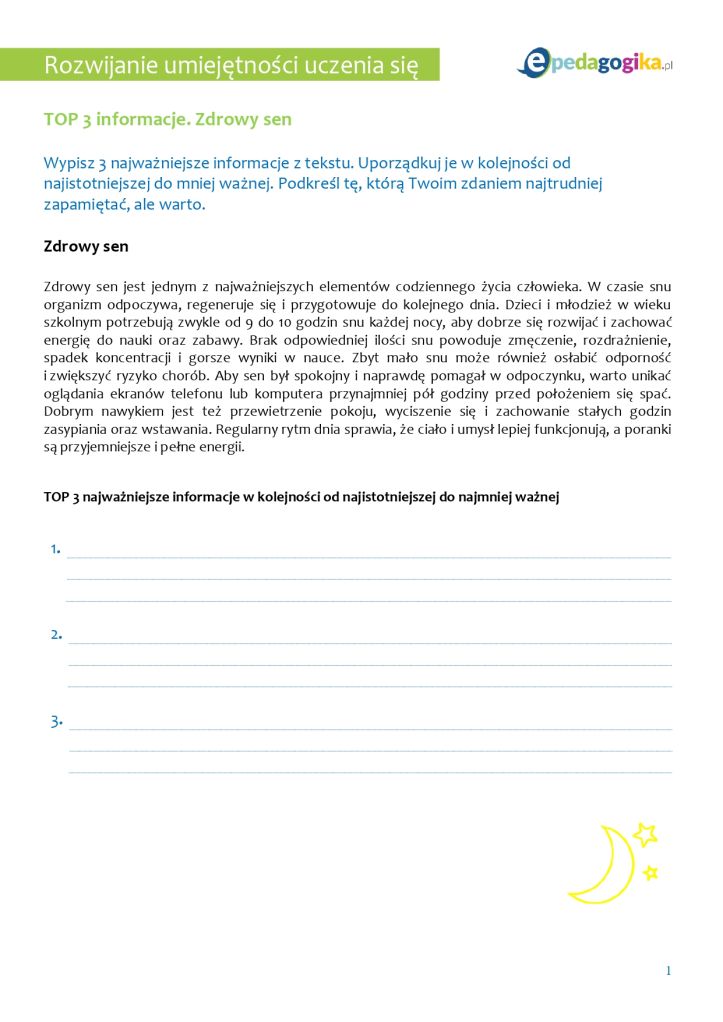 Czy to ważne? Ćwiczenia rozwijające umiejętność selekcjonowania informacji