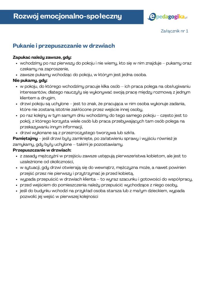 Savoir-vivre w pracy. Scenariusz zajęć z doradztwa zawodowego