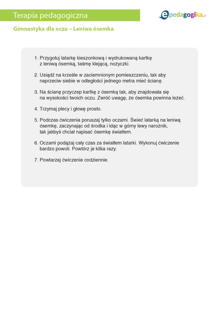 Gimnastyka dla oczu. Leniwa ósemka