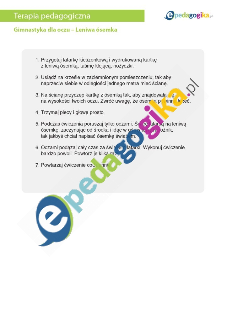 Gimnastyka oczu. Leniwa ósemka