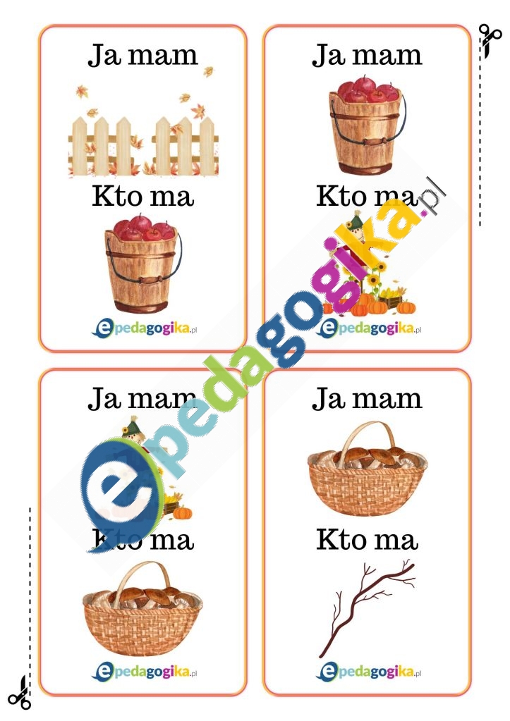   Ja mam... Kto ma...? Za oknem jesień. Karciana gra edukacyjna