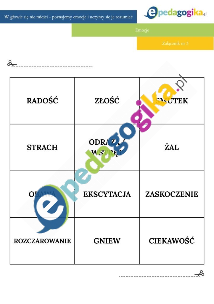 Karta pracy nr 3. Emocje