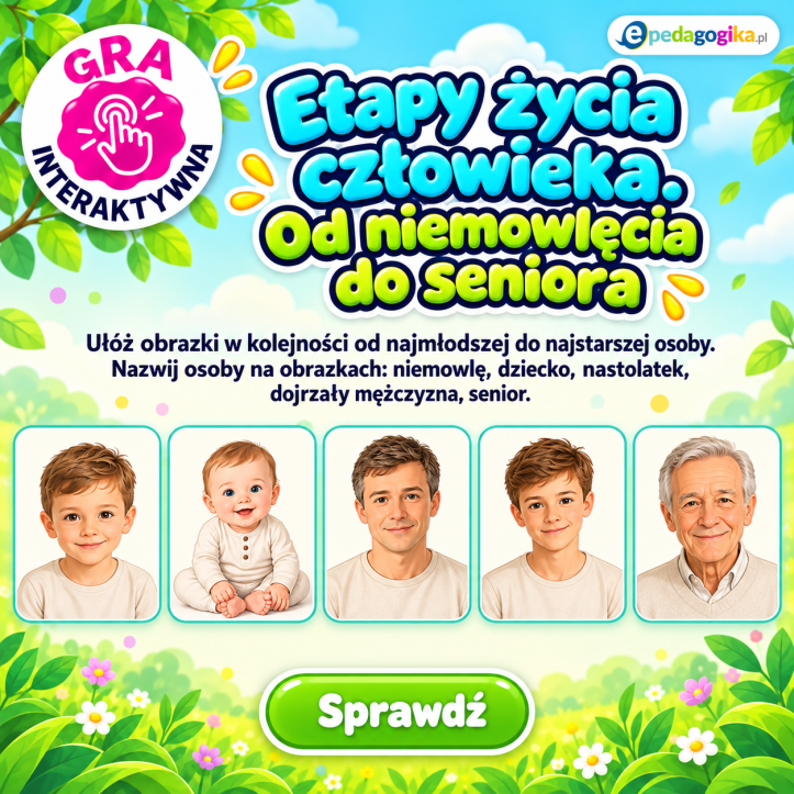 Etapy życia człowieka. Od niemowlęcia do seniora – interaktywna sekwencja czasowa