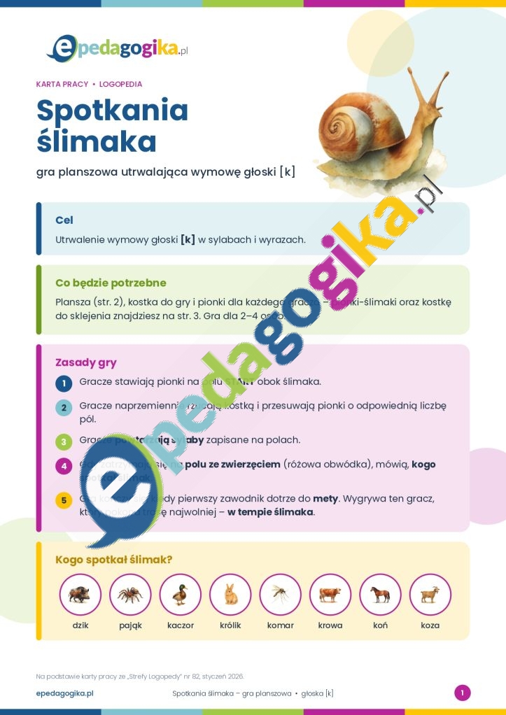 Spotkania ślimaka. Logopedyczna gra planszowa_page-0001