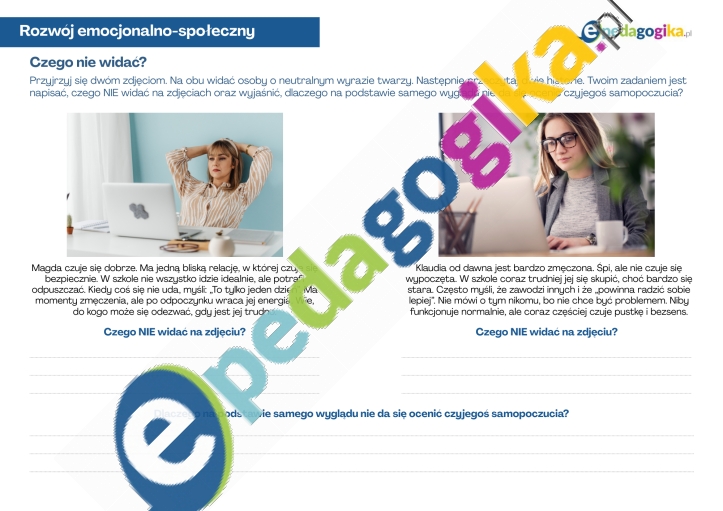 Czego nie widać? Twarze depresji. Czego nie widać na pierwszy rzut oka? Karty pracy