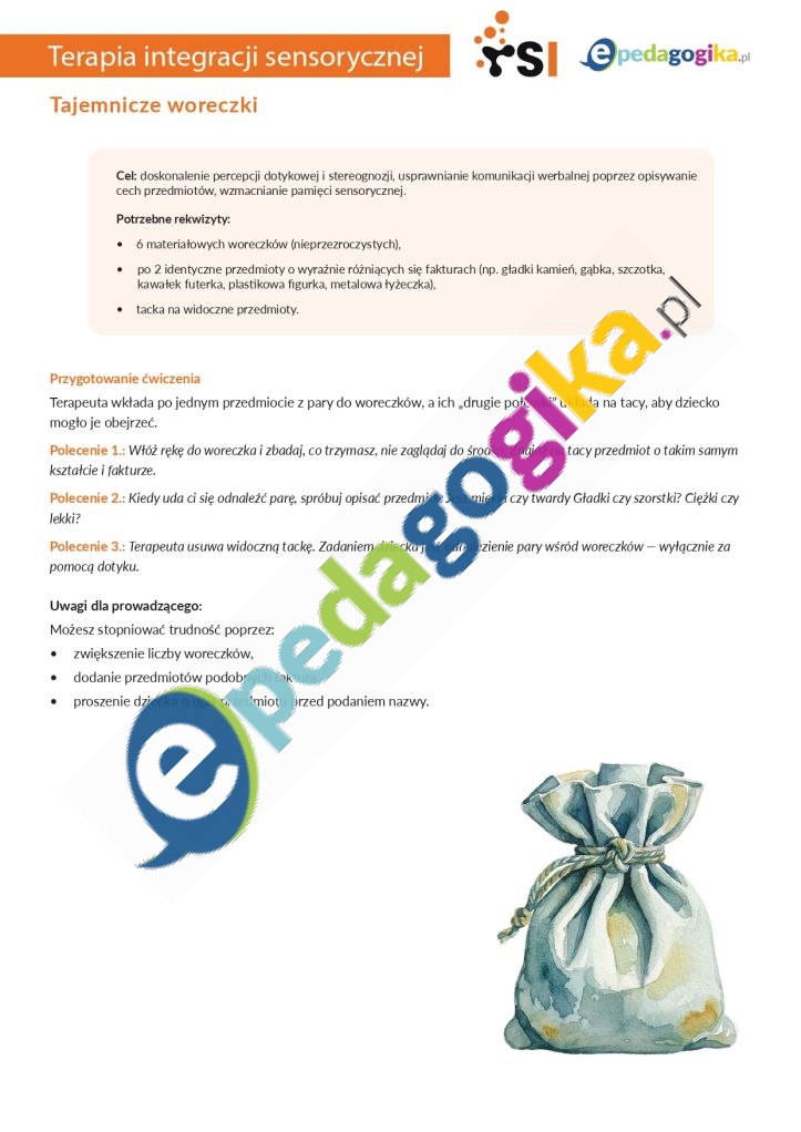  Magia Dotyku – pakiet ćwiczeń rozwijających percepcję dotykową