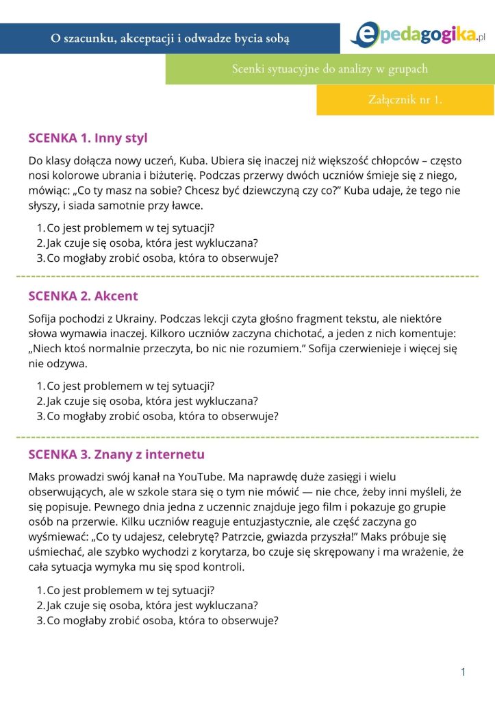 Scenariusz zajęć: Inny nie znaczy gorszy – o szacunku, akceptacji i odwadze bycia sobą