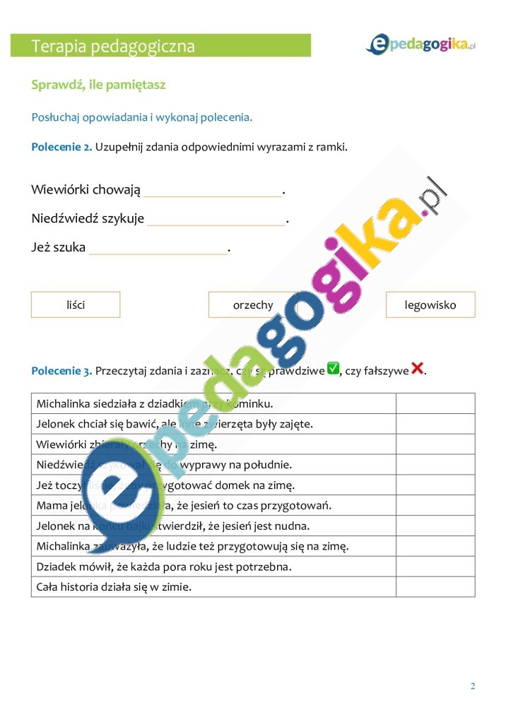   Jelonek uczy emocji – jesienne karty pracy z nagraniem audio