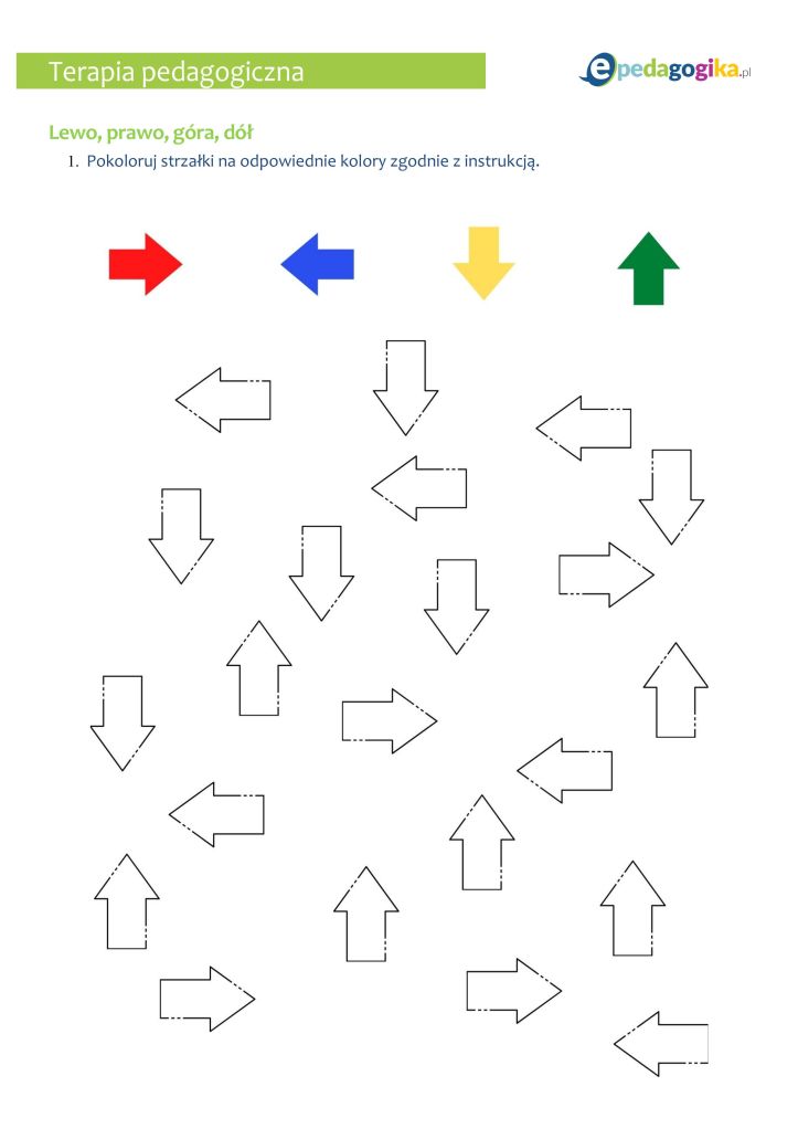 Wspomaganie kształtowania orientacji przestrzennej (lewa, prawa, góra, dół)