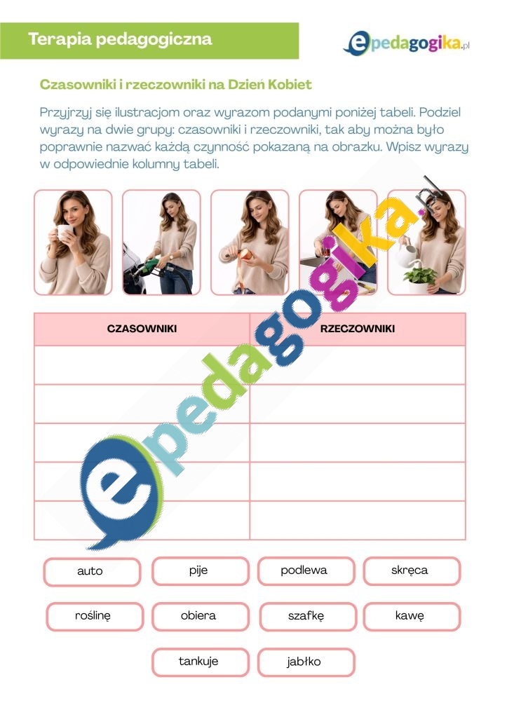 Czasowniki i rzeczowniki na Dzień Kobiet