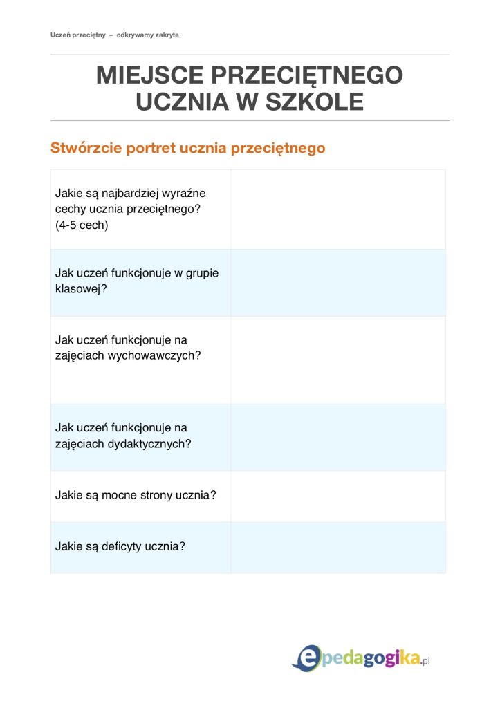 Uczeń przeciętny – odkrywamy zakryte