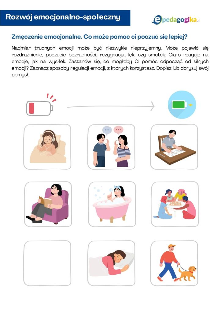 Zmęczenie emocjonalne – jak ciało mówi „dość”? Karty pracy