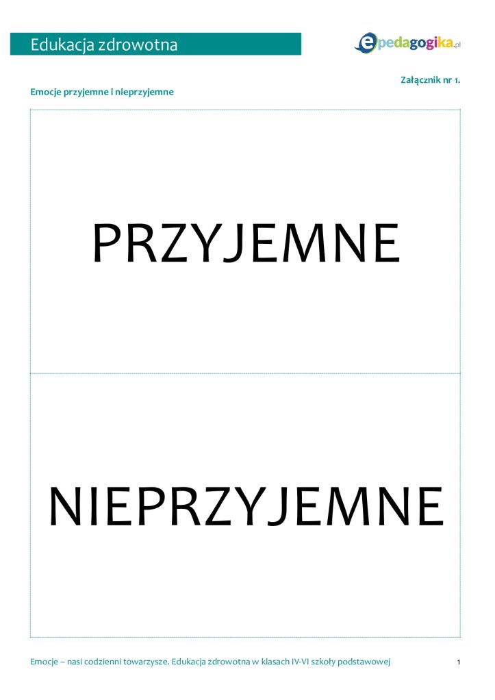 Emocje – nasi codzienni towarzysze. Edukacja zdrowotna w klasach IV-VI szkoły podstawowej