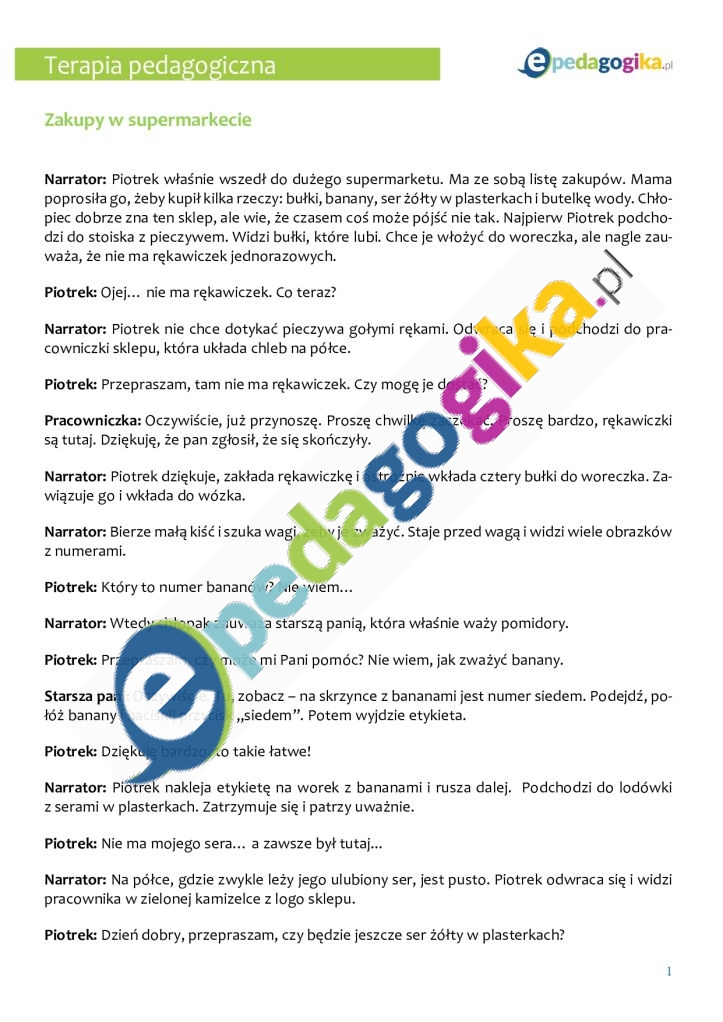   Zakupy w supermarkecie – karty pracy do nauki codziennych umiejętności