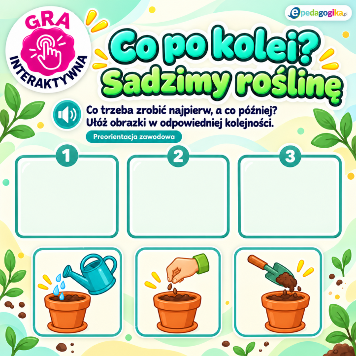 Co po kolei? Sadzimy roślinę. Preorientacja zawodowa | gra interaktywna