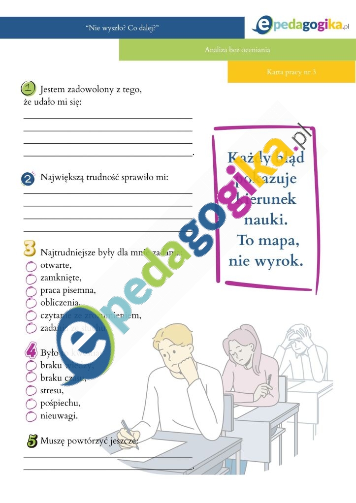   Nie wyszło. Co dalej? Scenariusz zajęć psychoedukacyjnych dla uczniów klasy VIII szkoły podstawowej po egzaminach próbnych