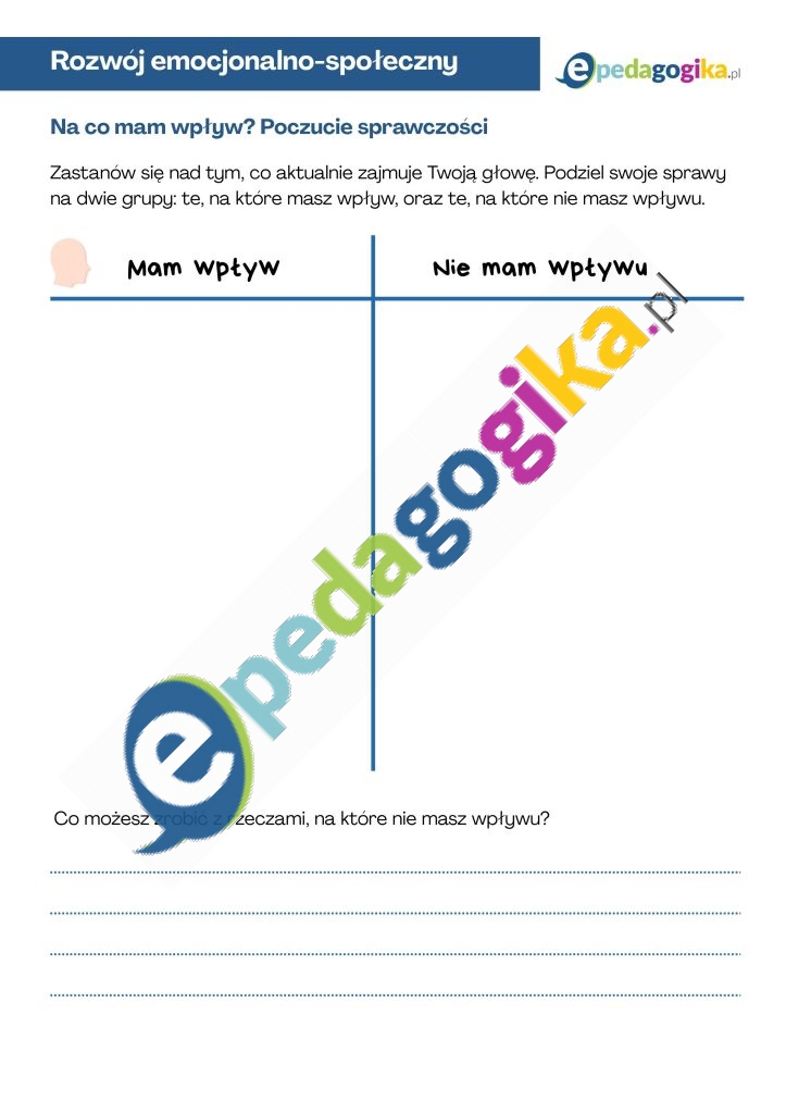 Na co mam wpływ_ Poczucie sprawczości. Wiosenne porządki w głowie. Karty pracy dla uczniów 
