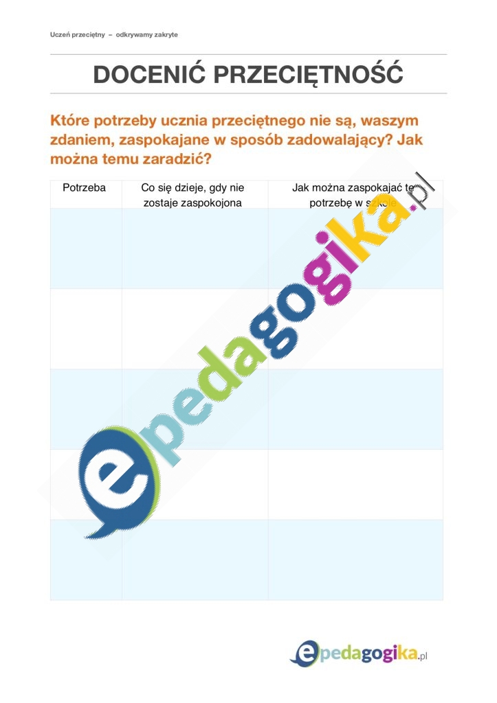 Karta pracy nr 2. Docenić przeciętność