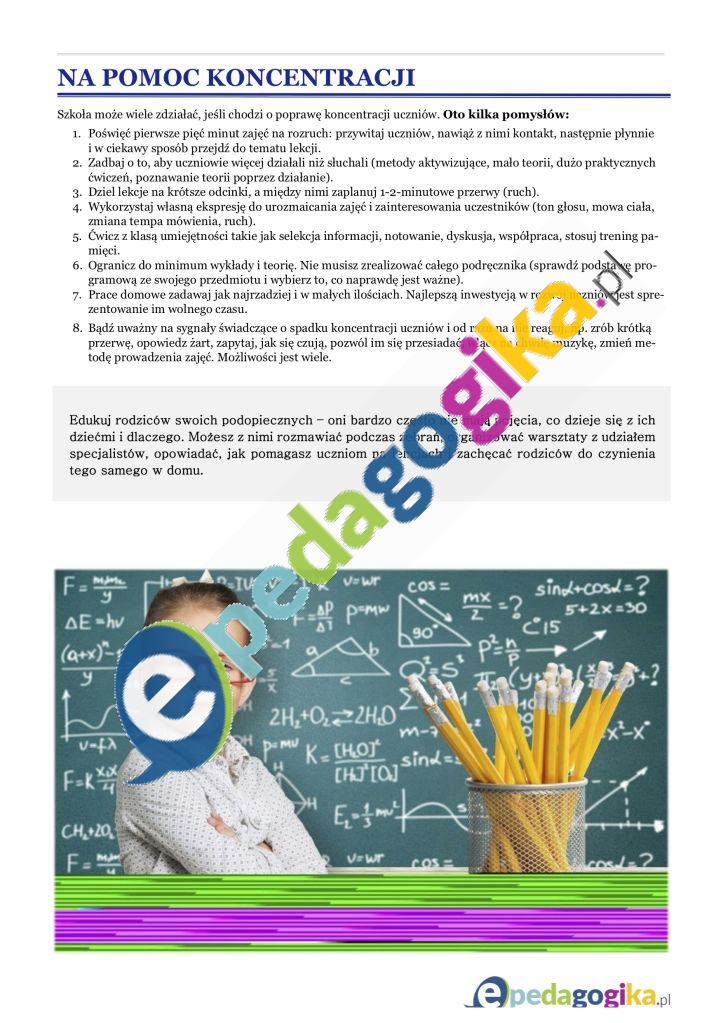 Material pomocniczy Na pomoc koncentracji