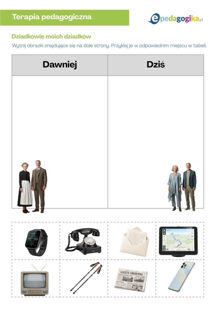 Dziadkowie dawniej i dziś – karty pracy do terapii pedagogicznej i edukacji społecznej”