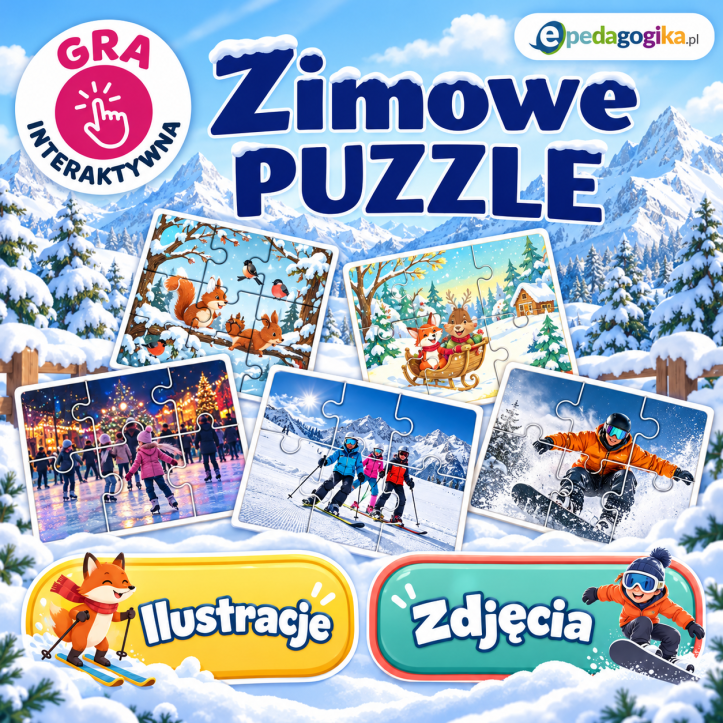 Zimowe puzzle interaktywne