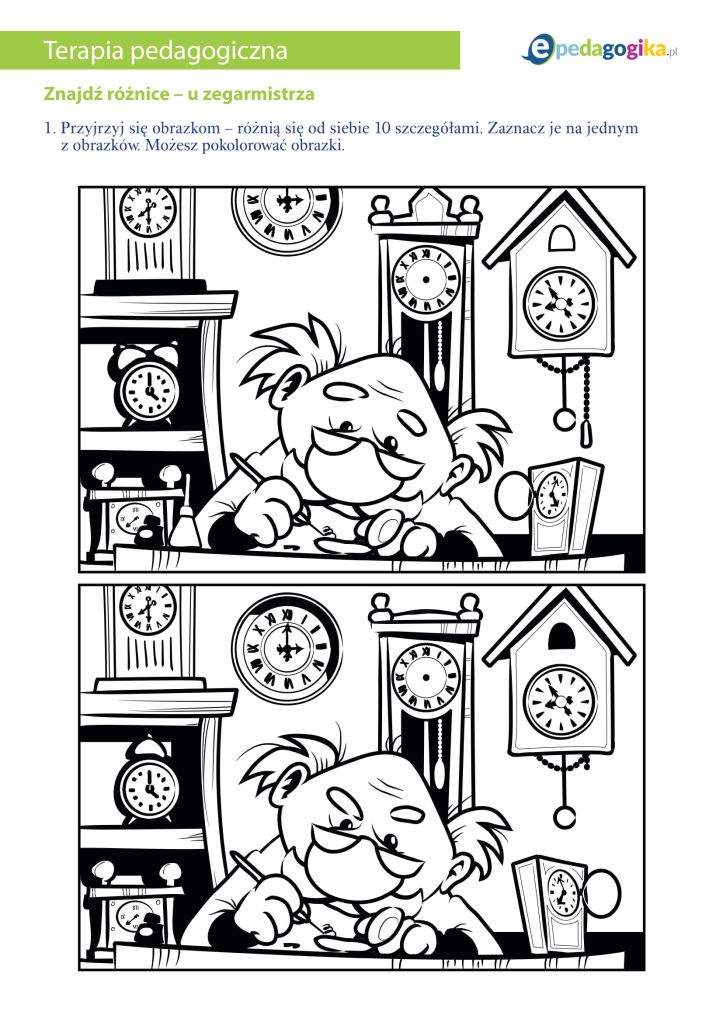 Znajdź różnice - u zegarmistrza