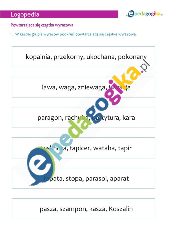   Zestaw ćwiczeń usprawniających percepcję słuchową. Karty pracy dla uczniów szkoły podstawowej