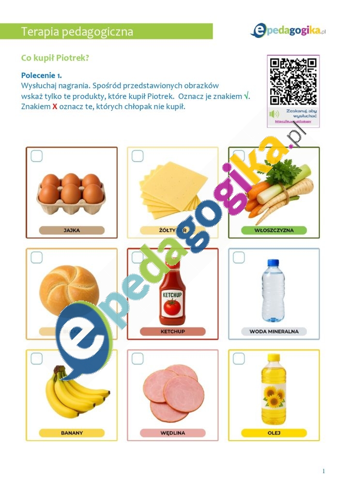   Zakupy w supermarkecie – karty pracy do nauki codziennych umiejętności