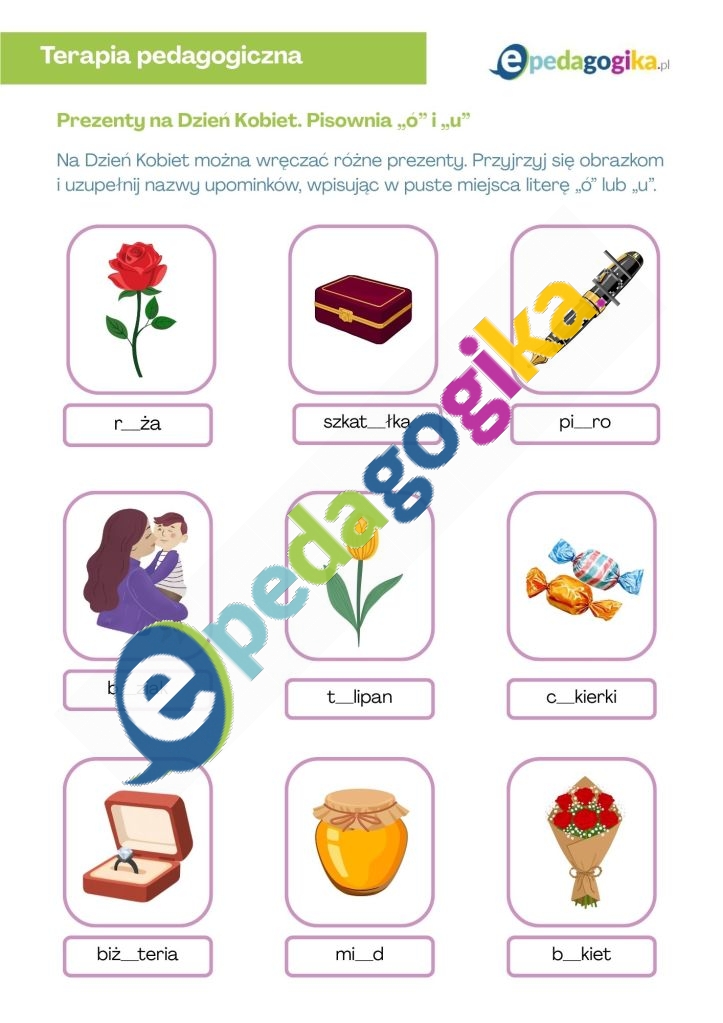 Prezenty na Dzień Kobiet. Pisownia ó i u