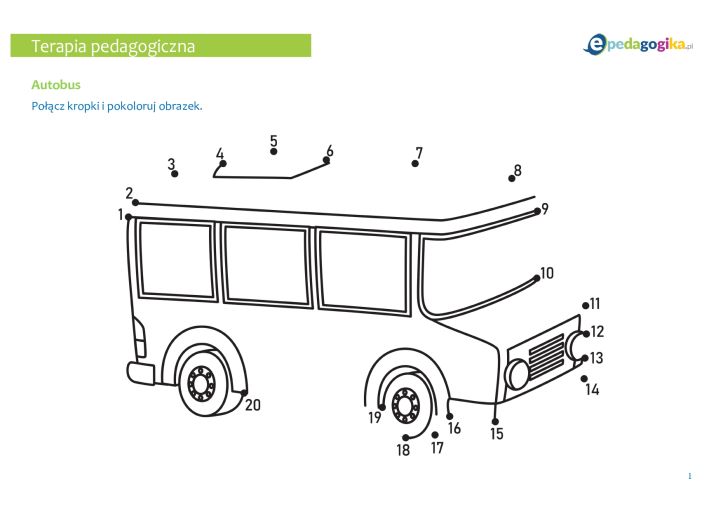 Karty pracy – łączenie kropek. Połącz kropki i odkryj obrazek związany z transportem