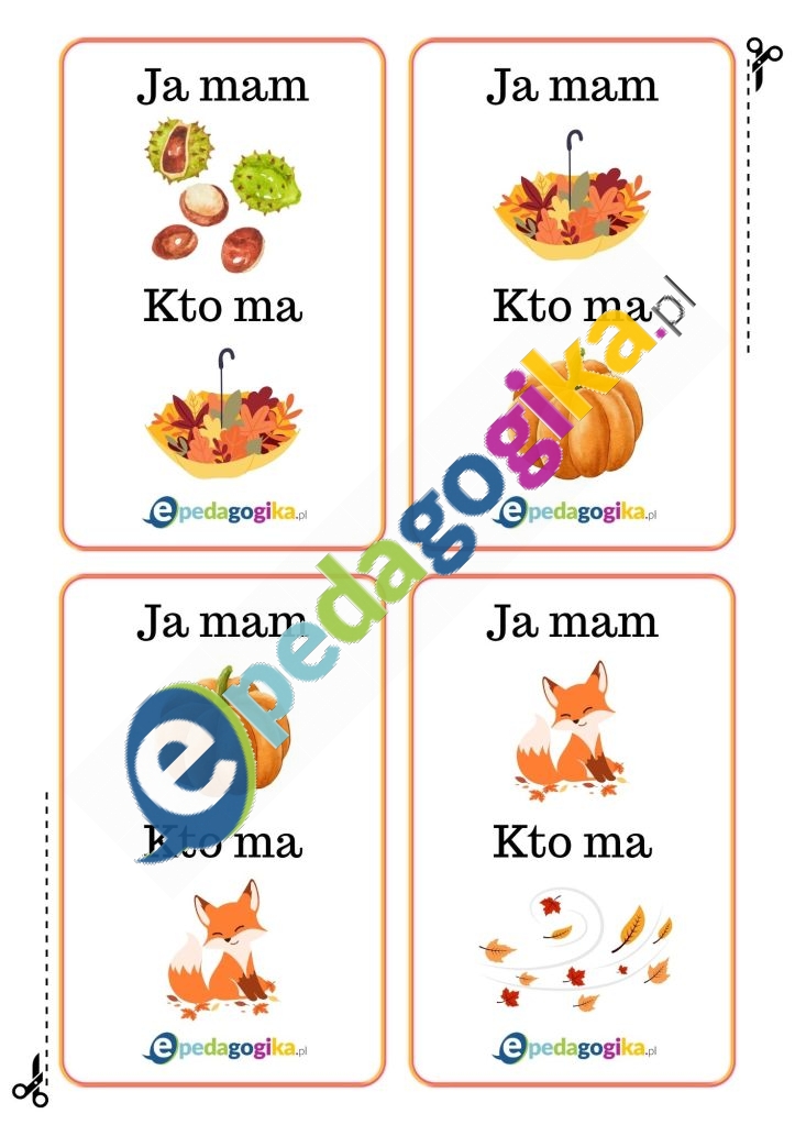   Ja mam... Kto ma...? Za oknem jesień. Karciana gra edukacyjna