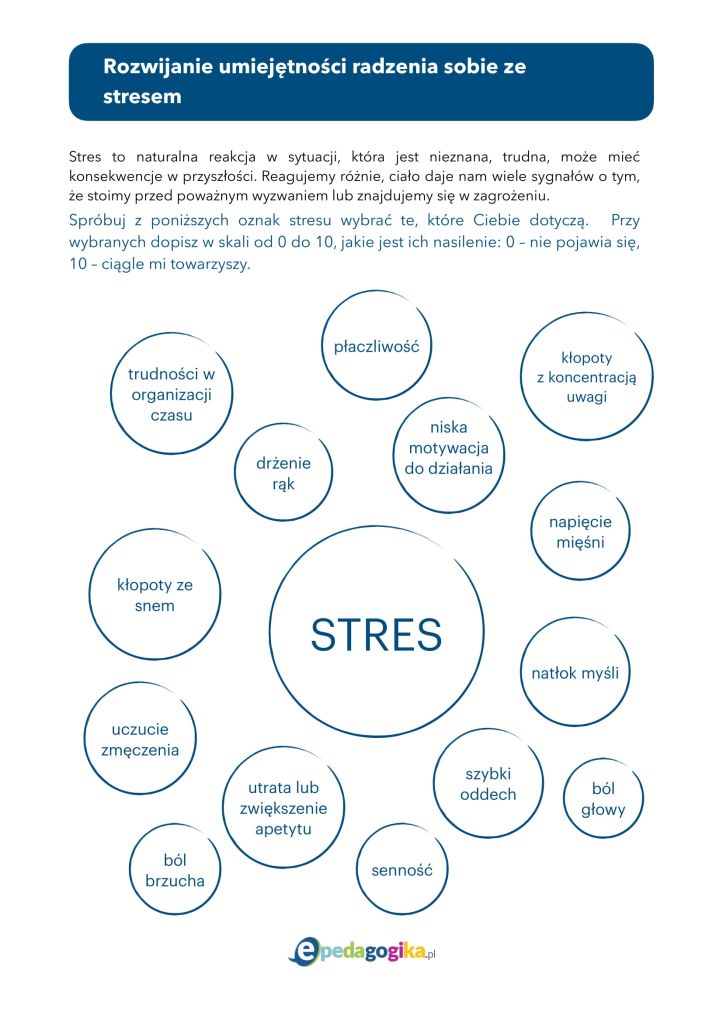 Rozwijanie umiejętności radzenia sobie ze stresem. Mini scenariusz do pracy własnej
