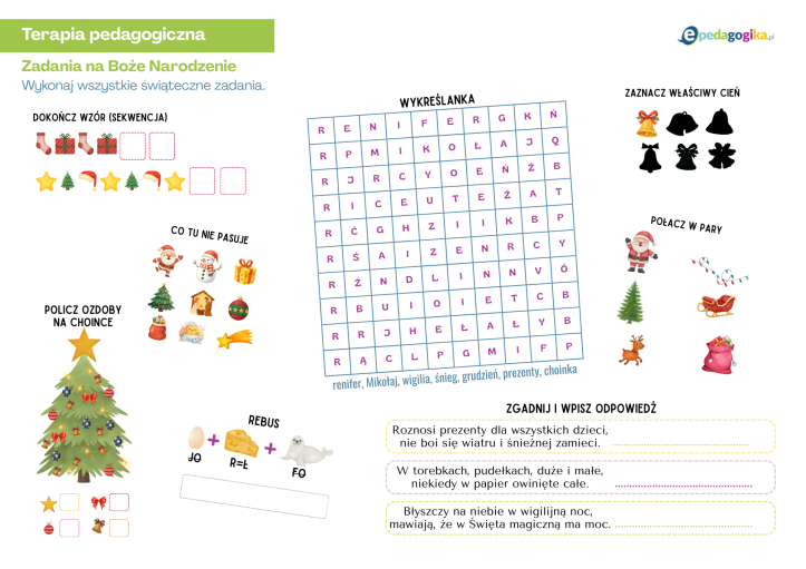 Świąteczno-noworoczne łamigłówki terapeutyczne