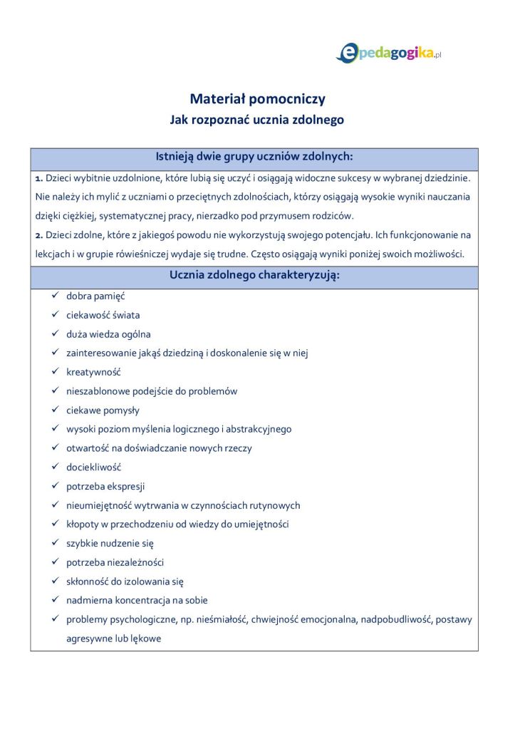 Jak uruchamiać i wykorzystywać potencjał ucznia zdolnego