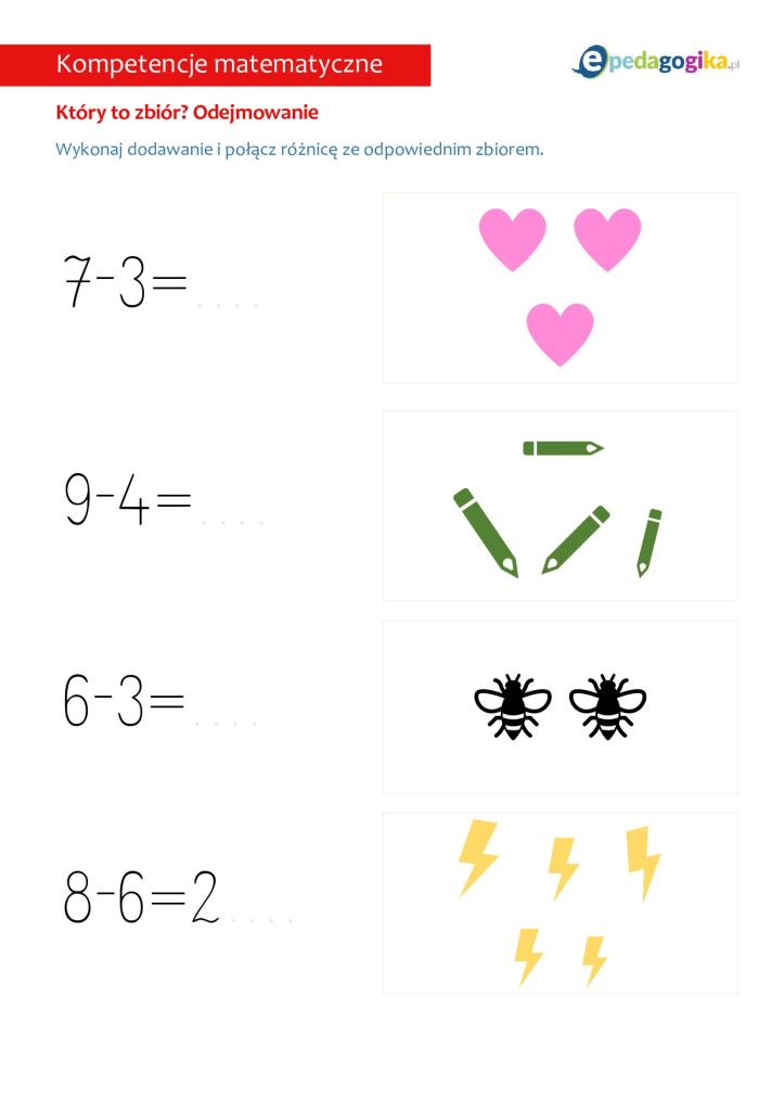 Dodawanie i odejmowanie. Karty pracy dla młodszych uczniów