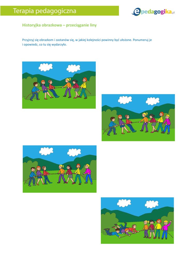 Historyjka obrazkowa - przeciąganie liny